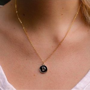 Black Gold D Initial Necklace